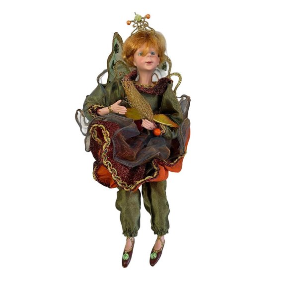 Vintage ENCHANTED FAIRY Figurine Woodland Autumn Fall Leaves Height Handmade 13" - Picture 8 of 8